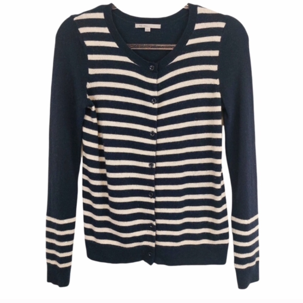 GAP Navy and White Striped Cardigan